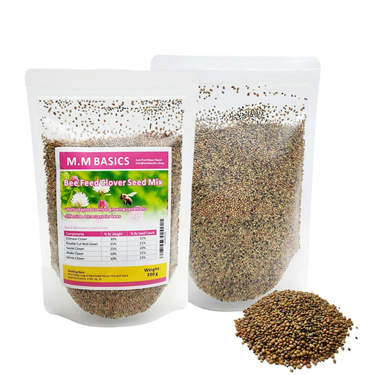 Bee Feed Clover Seed Mix, with Crimson Clover, Red Clover, Sweet Clover, Alsike Clover, White Clover (Bee Feed Clover Seed Mix 200 g)