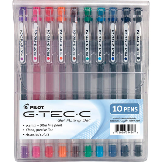 Pilot G-Tec-C Gel Rolling Ball Pens, Ultra Fine Point, Assorted Colors, 10-Pack Pouch (35484)
