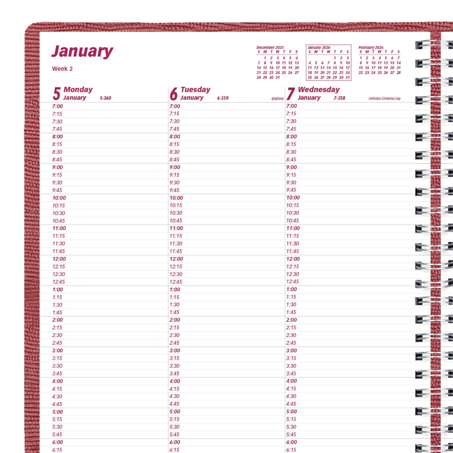 Brownline® 2026 Essential Weekly Planner, Appointment Book, 12 Months, January to December, Twin-Wire Binding, 11" x 8.5", Red (CB950.RED-26)