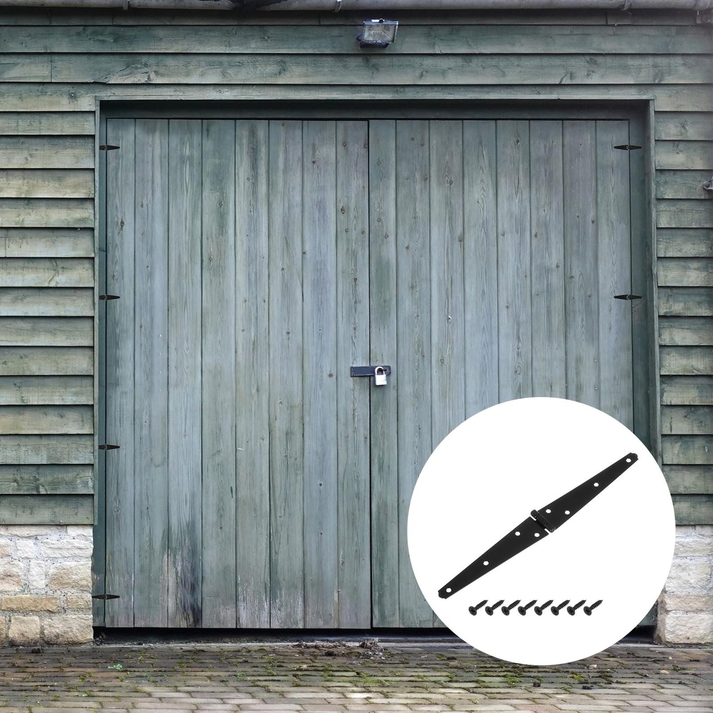 uxcell 4Pcs Strap Hinges, 6 Inch Shed Door Hinges Heavy Duty Gate Hinge Tee Hinge with Screws for Wooden Fences Yard Doors Barn Gate, Black