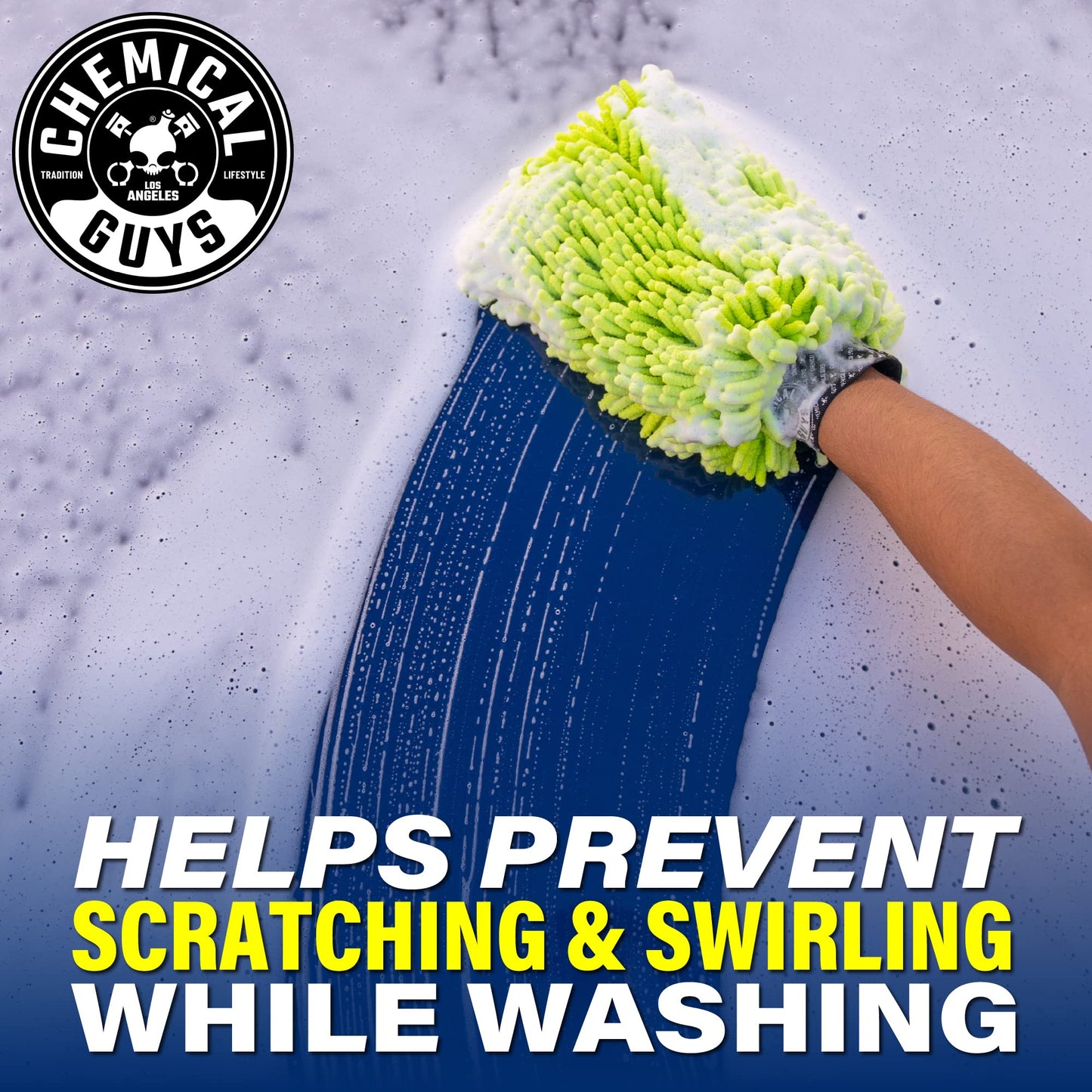 Chemical Guys Chenille Premium Scratch-Free Microfiber Wash Mitt Green, Great for Cars, Trucks, SUVs, RVs & More (2 Pack)