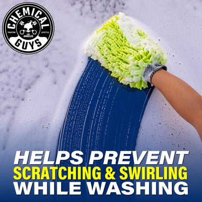Chemical Guys Chenille Premium Scratch-Free Microfiber Wash Mitt Green, Great for Cars, Trucks, SUVs, RVs & More (2 Pack)