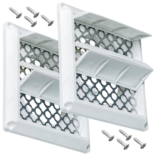 [UPGRADED] 2 PACKS Ultra Durable Louvered Outdoor Dryer Vent Cover for 4" Opening Hood Duct by BlueStars - Outdoor White Exhaust Cap Prevents Birds, Rain And Snow For Long-lasting Use