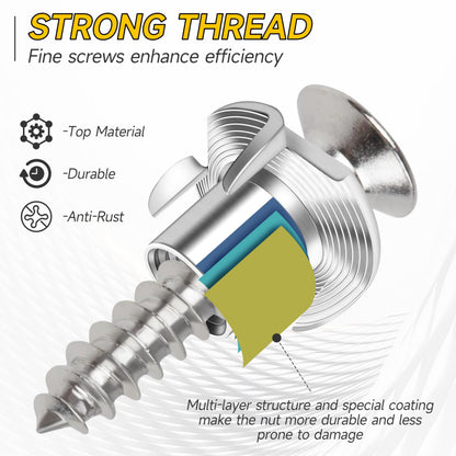 50Pcs 3/8"-16 T Nuts, 304 Stainless Steel T-nut, Four-jaw 3/8-16 Nut for Outdoor, 3/8 Nuts Threaded Insertion, Polish Finish Hardware Nuts by Mywish