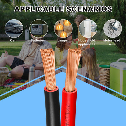 8 Gauge Wire 5 Feet, 8/2 AWG Pure Copper Wire, 8AWG 2 Conductors Red Black Oxygen Free Stranded Low Voltage Wire for Solar Panel, Automotive, Audio Auto, LED Lighting(8 AWG 5FT)