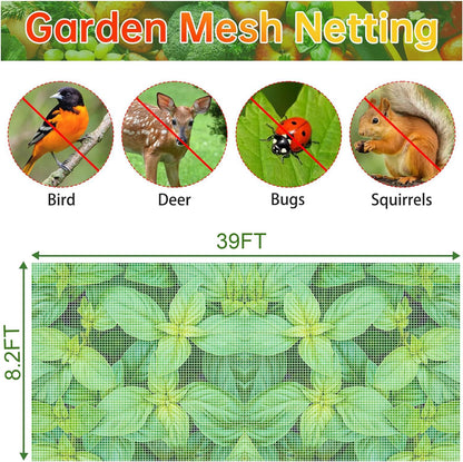Garden Mesh Netting Pest Barrier - 8.2X39FT Ultra Fine Insect Bug Netting for Garden Plant Row Cover Bird Netting for Garden Protection Garden Net for Protecting Plants Vegetables Flowers Fruits