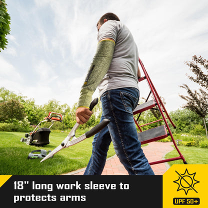 COOLJOB A6 Cut Resistant Sleeves for Gardening Pruning Fishing, 18” Arm Protection for Gardener Farmer, UPF 50+ Sun Protector Large Size
