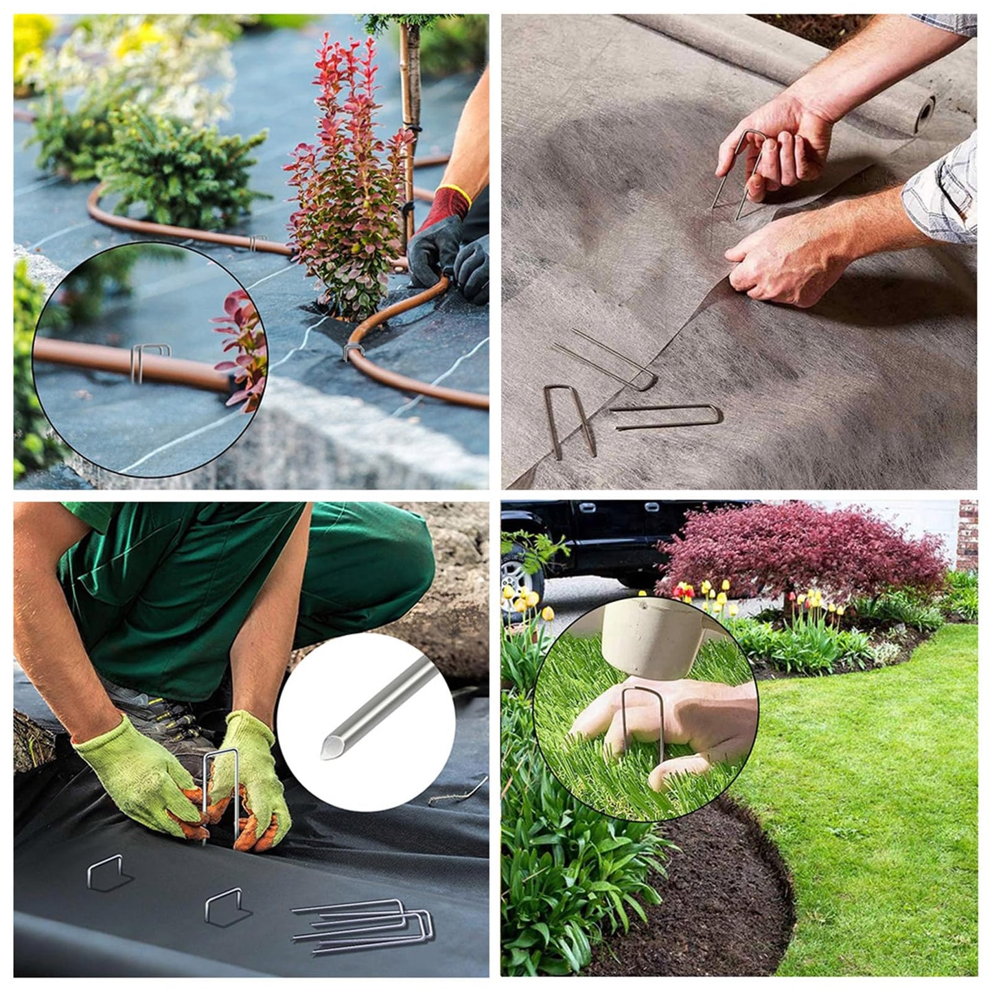 200 Pack Landscape Staples, Galvanized Garden Stake, U-Shaped Weed Barrier Stake, Garden Staples for Weed Barrier Stake, Landscape Fabric Stakes, Soaker Hose Stakes