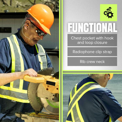 Pioneer Hi Vis Safety Shirt - Lightweight Moisture-Wicking Work T-Shirt With Reflective Tape - Class 1 - Navy Blue