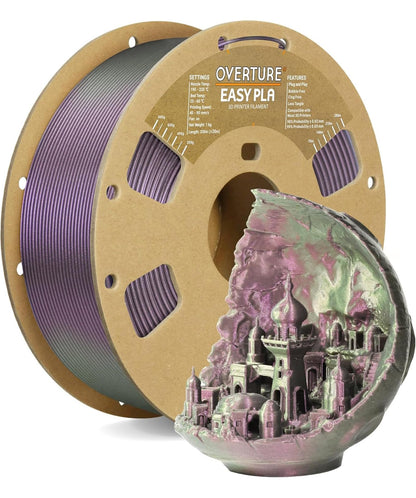 OVERTURE Color Changeable PLA 1.75mm 3D Printer Filament Purple Starlight PLA, 1kg Cardboard Spool (2.2lbs), Dimensional Accuracy +/- 0.02mm, Fit Most FDM Printer (Shimmer Purple)