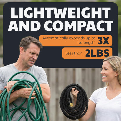 X-Hose Pro Expandable Garden Hose 25Ft, Heavy Duty Lightweight Retractable Water Hose, Flexible Hose, Weatherproof, Crush Resistant Solid Brass Fittings, Kink Free Expandable Hose as Seen on TV