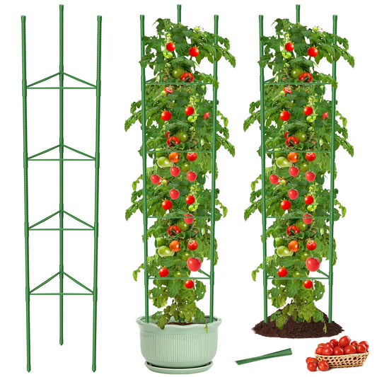 MYMULIKE 63 Inch Tomato Cage for Garden, 3 Pack Tomato Trellis for Raised Garden Bed/Pots,Tomato Plant Supports Stakes, Plant Trellis for Vegetables & Climbing Plants Outdoor (Pot Not Included)