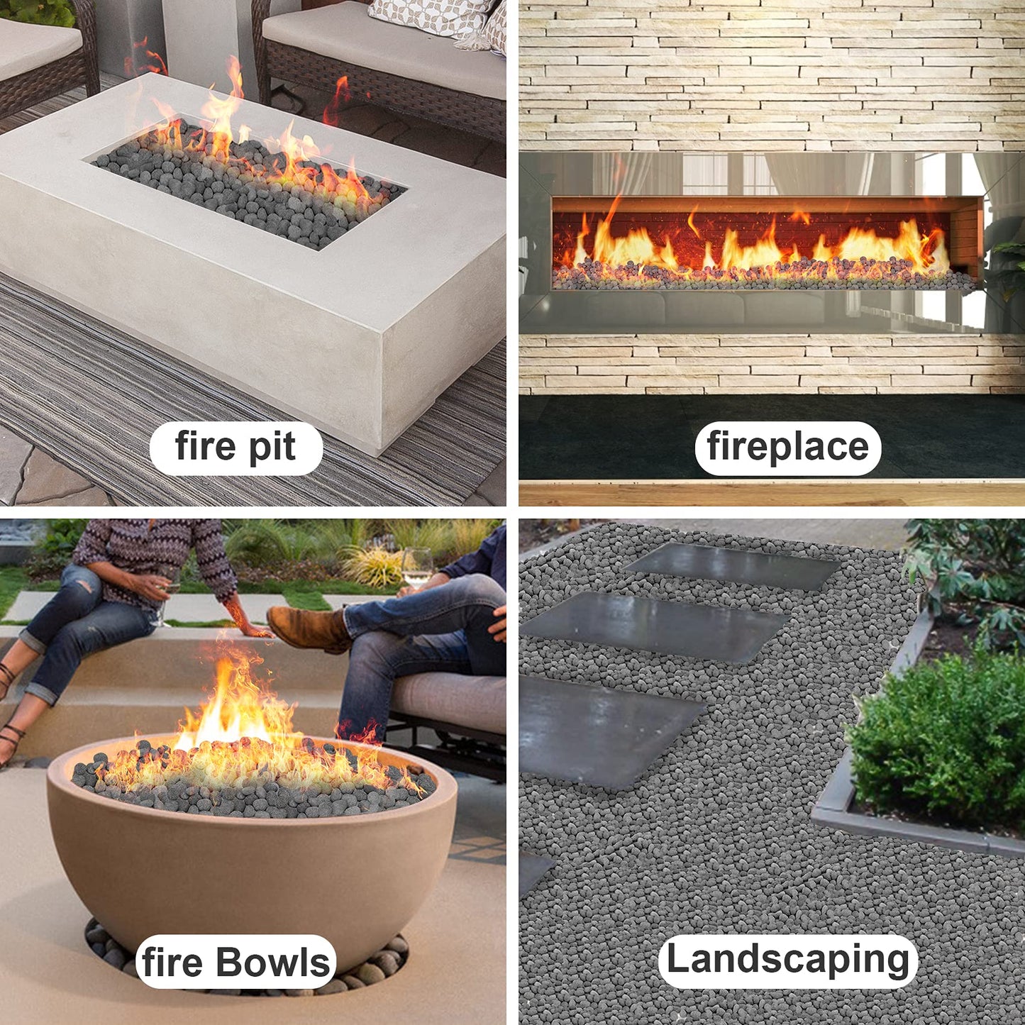 Stanbroil Tumbled Lava Rock Pebbles for Indoor or Outdoor Gas Fire Pits and Fireplaces - 10 pounds (2"-3")