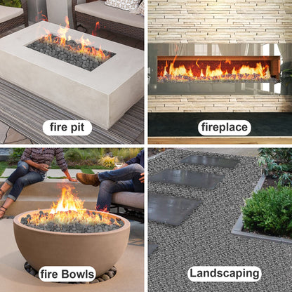 Stanbroil Tumbled Lava Rock Pebbles for Indoor or Outdoor Gas Fire Pits and Fireplaces - 10 pounds (2"-3")