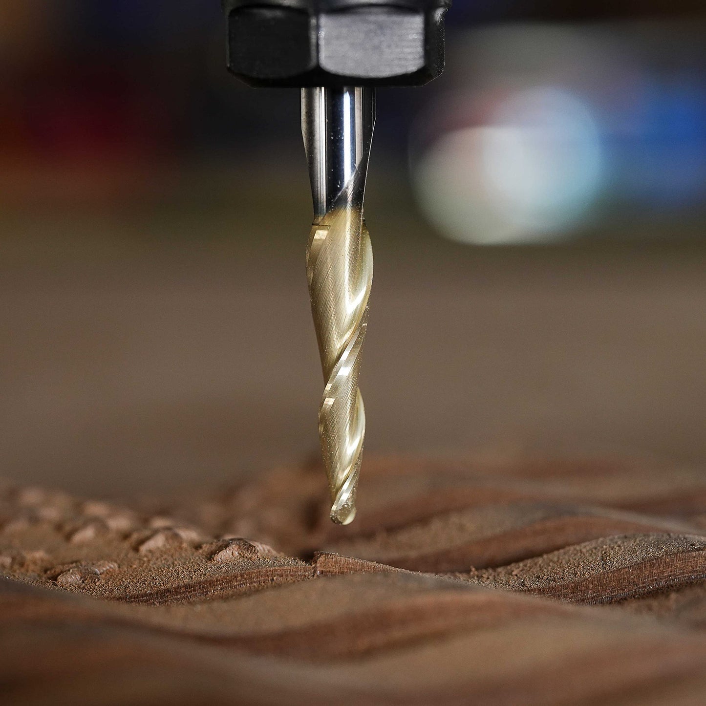 SpeTool Tapered Ball Nose End Mill 1/4" Shank with 1/32" Cutting Radius for 3D Carving Engraving Router Bit, ZrN Coated