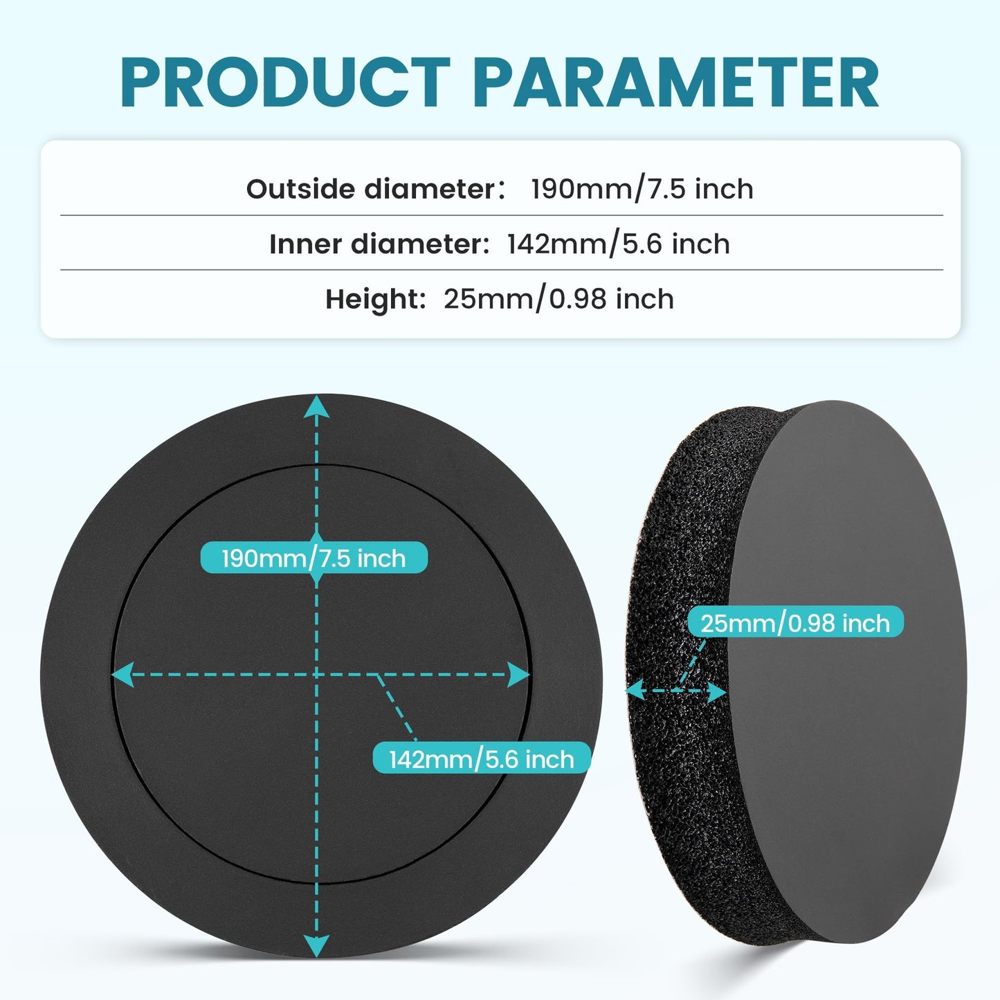 NuIth 6.5 inch Speaker Foam Rings, 6.5”Foam Speaker Enhancer, High Rebound Sponge Bass Blocker Kit, Self Adhesive Car Door Speaker Foam Baffles Enhancer, 4PCS