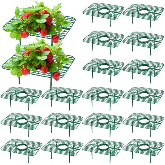 Pumtus 20 Pack Strawberry Plant Supports, Square Growing Rack with 4 Sturdy Legs, Plastic Strawberry Plant Stand Holder, Strawberry Growing Frame Holder Cage, Keeping Berries Clean