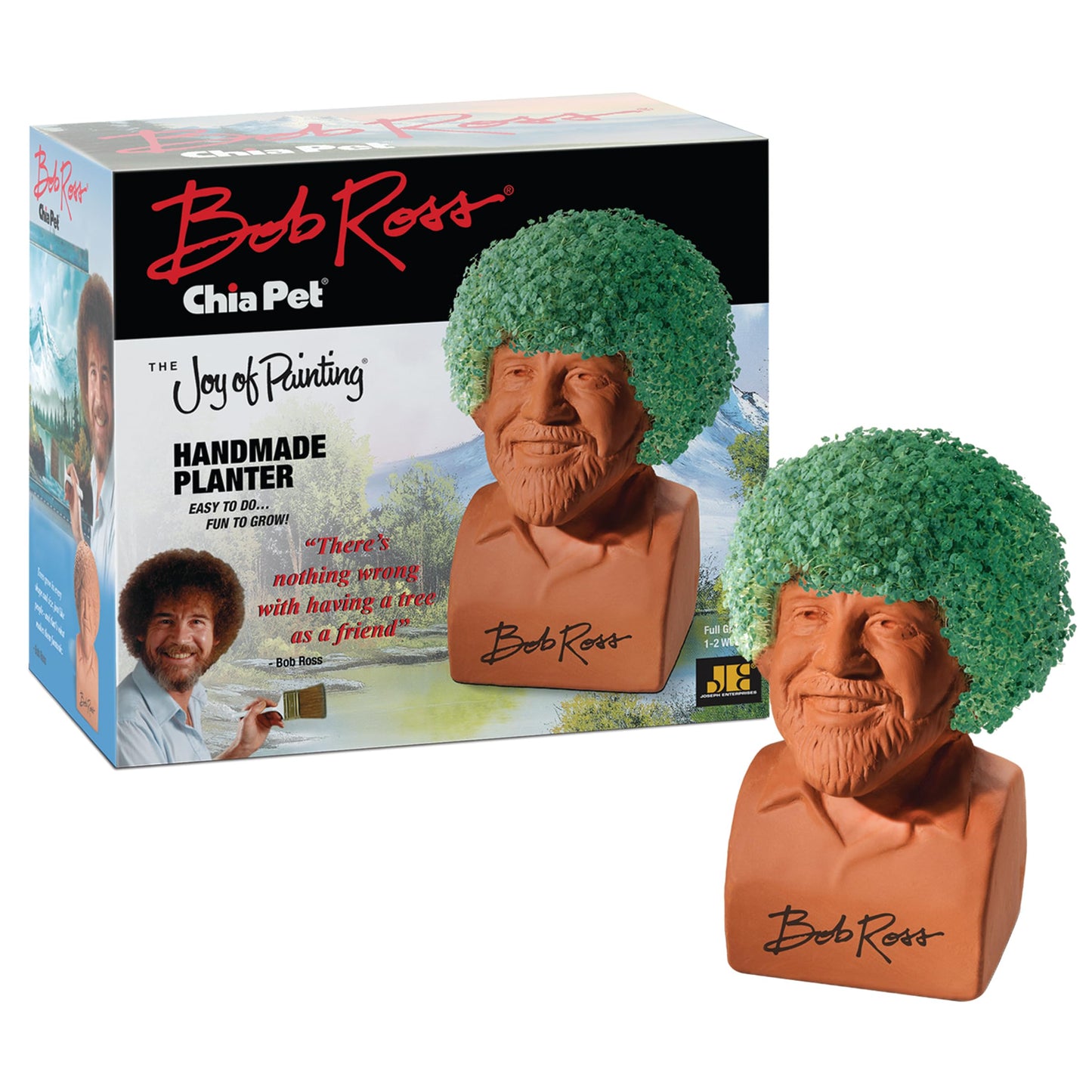 Chia Pet Bob Ross, The Joy of Painting, Decorative Pottery Planter, Easy to Do and Fun to Grow, Novelty Gift, Perfect for Any Occasion