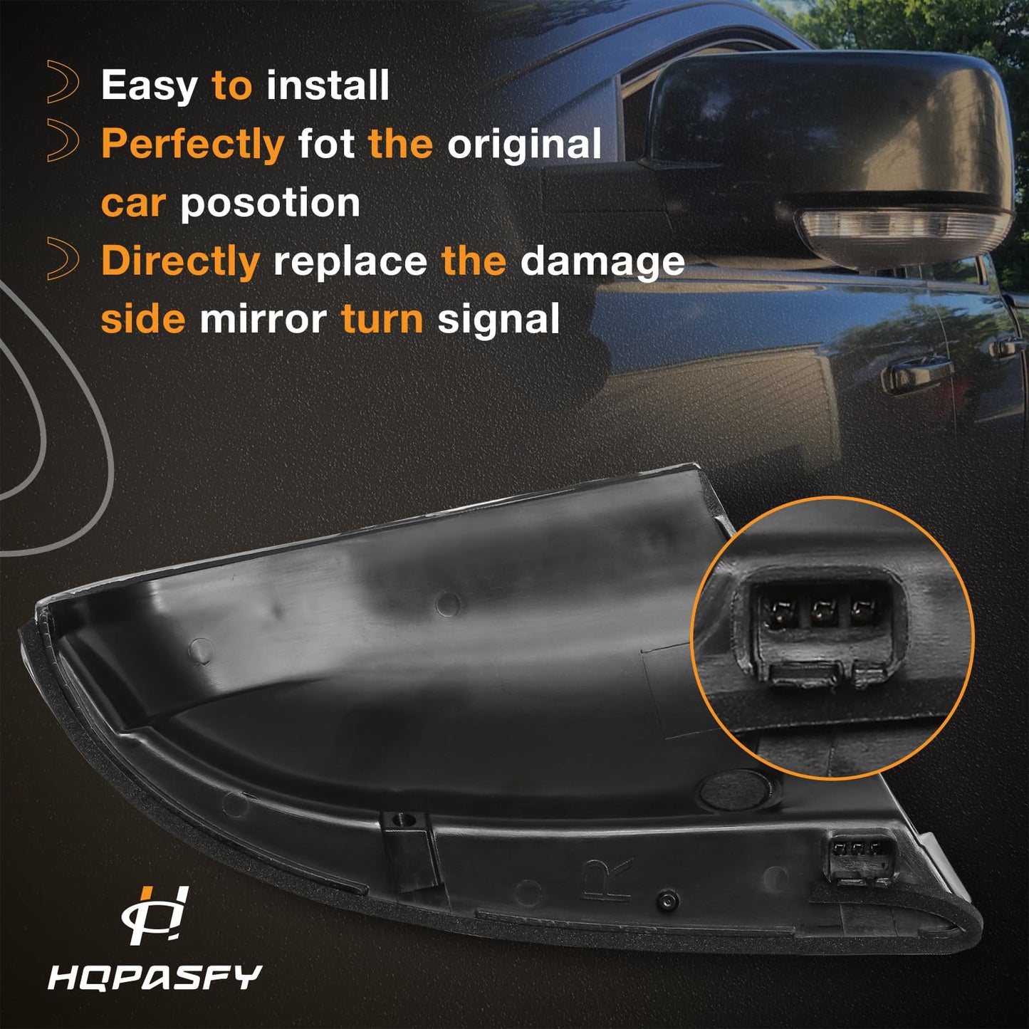 Mirror Turn Signal Light Front Right Passenger Side, Compatible with Dodge 2009-2018 Ram 1500/2010-2018 Ram 2500, LED Puddle Light Lamp Replace# 68064948AA