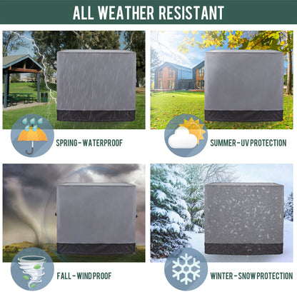 Rachmi Square Gas Fire Pit Cover 28 Inch, Heavy Duty 600D Oxford Water Resistant Anti UV & Fade Outdoor Patio Furniture Cover for Coffee & Side Table, (28"Wx28"Dx25.2"H, Gray/Black)