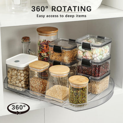 Lazy Susan Turntable Organizer for Refrigerator, 360° Rotate Fridge Organizers and Storage, 16.54 Inches Square Lazy Susan Organizer for Cabinet, Pantry, Kitchen, Countertop