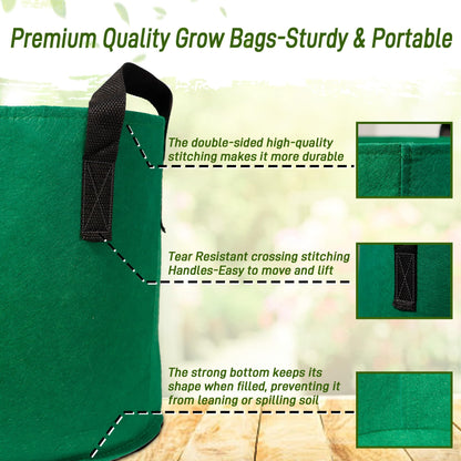 5 Gallon Plant Grow Bags, 7Pack Colourful Fabric Planters with Reinforced Handles, Plant Pots Garden Bags to Grow Vegetables, Aeration Growing Bags for Flower Fruit