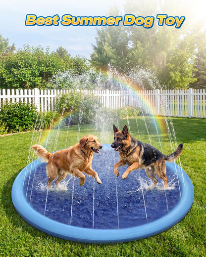 Raxurt Dog Pool, 67in Anti-Slip Splash Pad for Dogs Kids 0.58mm Thickened Durable Portable Swimming Pool for Pet Toddler Boys Girls Summer Outdoor Water Toys, Blue 67in