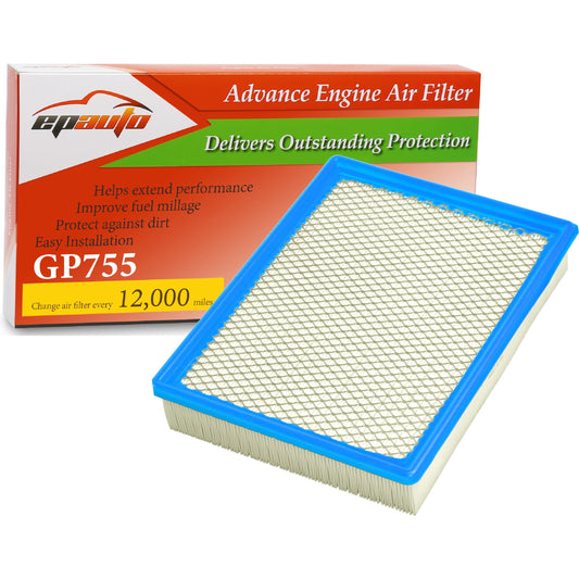 EPAuto GP755 (CA8755A) Engine Air Filter, Replacement for Chevy Silverado, Suburban, Tahoe, Avalanche, GMC Sierra, Yukon, Cadillac Escalade – Fits V8 5.3L/6.0L/6.2L Engines (1999–2020)