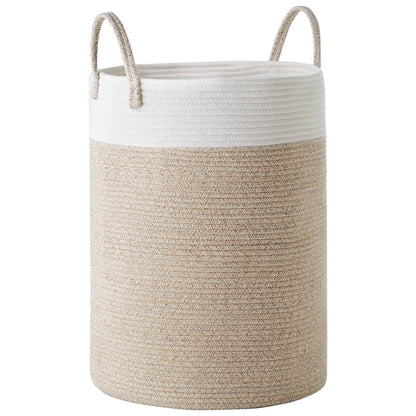 Cotton Rope Laundry Hamper by YOUDENOVA, 58L - Woven Collapsible Laundry Basket - Clothes Storage Basket for Blankets, Laundry Room Organizing, Bedroom Storage, Clothes Hamper – Brown