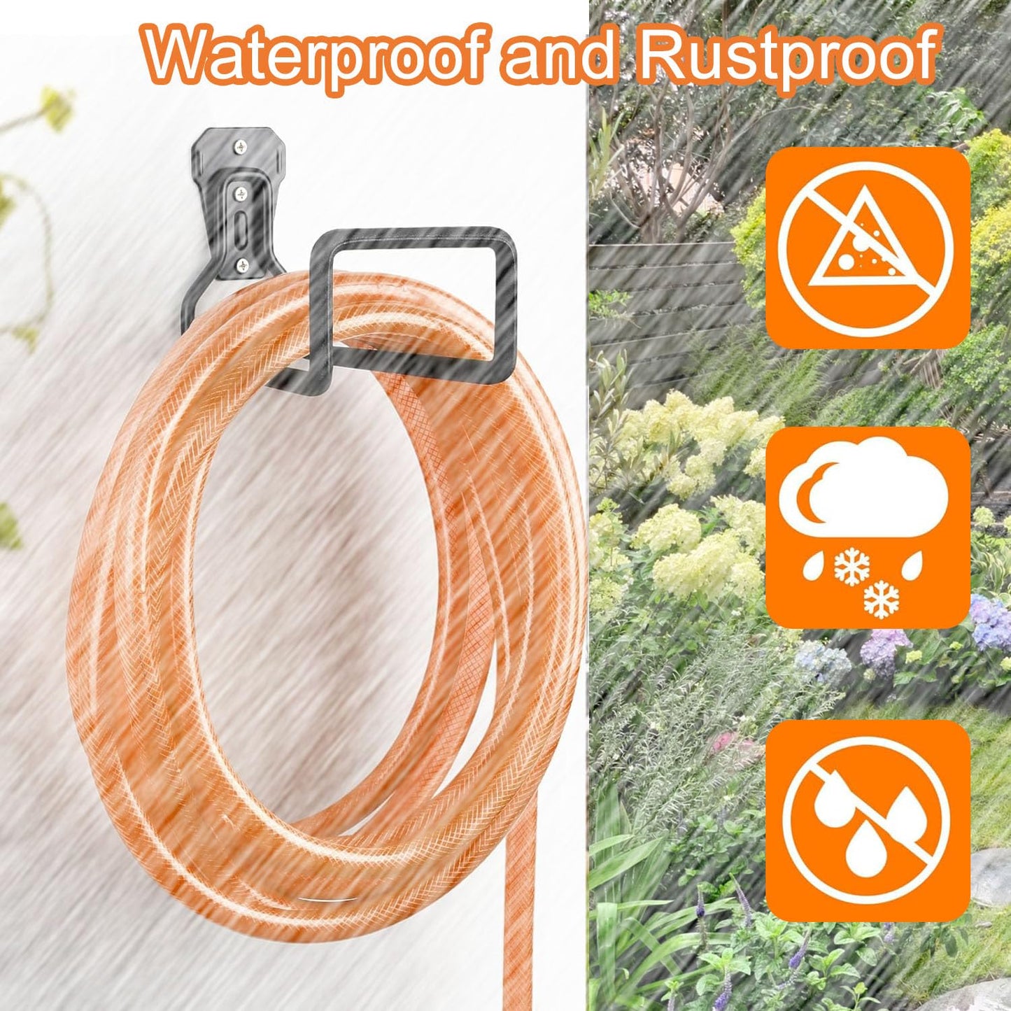 Garden Hose Holder, Metal Heavy Duty Water Hose Holder Wall Mount,Garden Hose Hanger, Durable Hose Hook Up to 150 Feet for Water Hose,Extension Cords for Outside Yard,Garage （2 Pcs