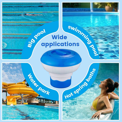 2 PCS Pool Chlorine Floater for 5 PCS 3" CHL orine Tablets, 7" Pool Collapsible Chlorine Floater,Optimal Pool Chlorinator,Adjustable Floating Chlorine Dispenser for Pool of Inground and Above Ground