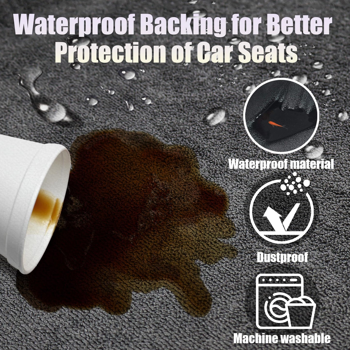 Car Seat Cover, Waterproof Car Seat Cover Front Seats Sweat Towe Bucket Seat Covers Universal Protector for Sport, Gym, Beach, Swimming, 1 Pc Black