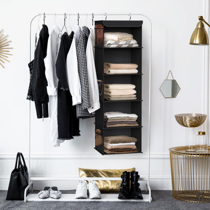 Simple Houseware 5 Shelves Hanging Closet Organizer, Black