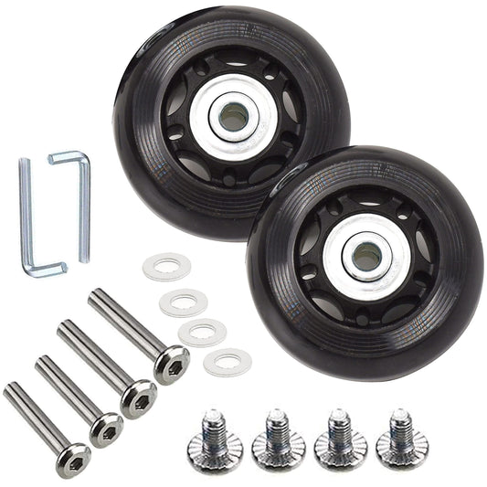 Suitcase Luggage Wheel Replacement kit Rubber Universal Wheels Swivel Caster Bearing Tool（Set of 2 Rounds） OD:70 W:24 ID:6 Axles:36/ 40mm