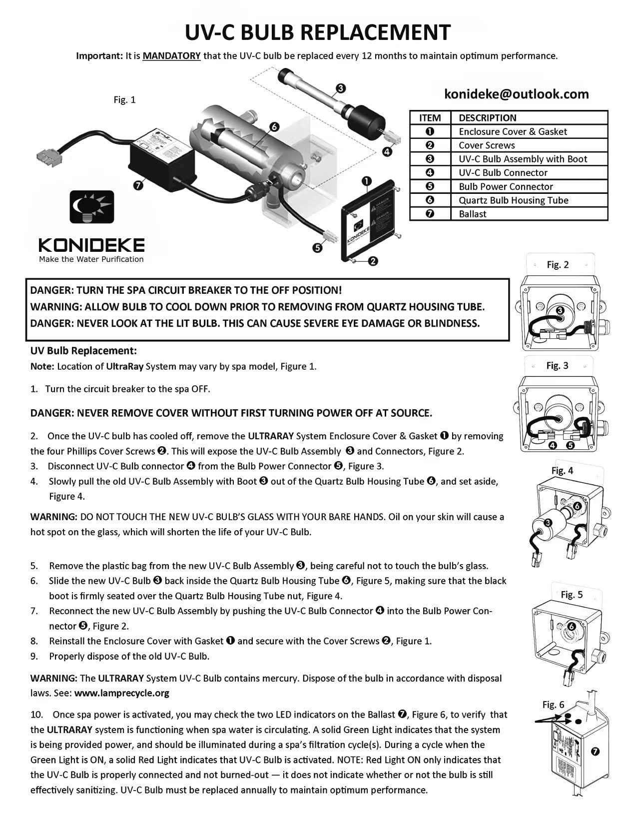 Konideke Replacement Bulb Work for Sundancee-Spas Replacement Clearr-Rayy XL Bulb 6472-841 Compatible for Jacuzzii Spas J-200 J-300 J-400