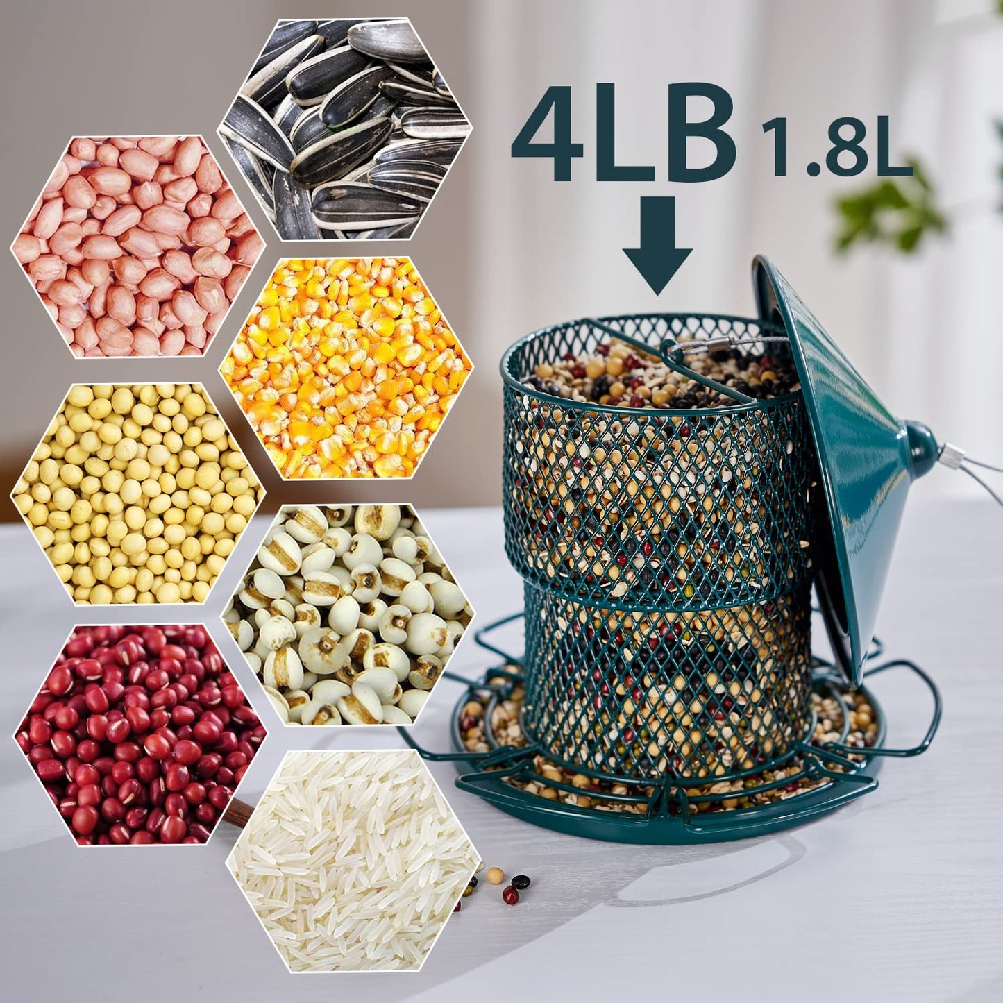Metal Bird Feeder for Outside, Window Bird Feeder Eco-Friendly and Anti-Rust Wild Bird Feeders, Outdoor Birdfeeders for Wild Birds, Finch, Cardinal and Bluebird