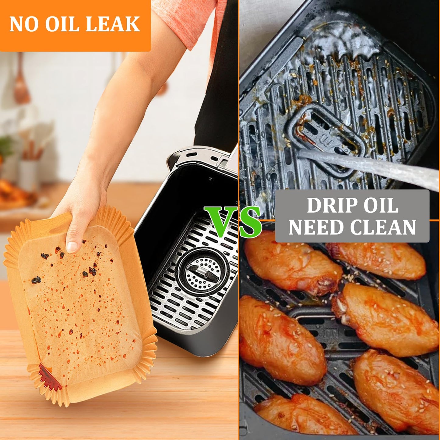 200PCS Air Fryer Liners for Ninja: Higher Non-Stick Disposable Parchment Paper Liner for Ninja DZ201/DZ401 Dual Airfryer Baking - Food Grade Ninja Air Fryer Accessories - Rectangle 8.6 x 5.5 inch