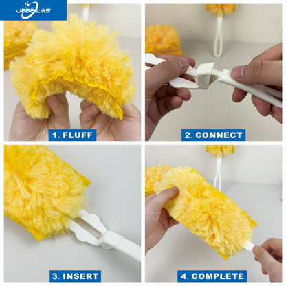 JEBBLAS Disposable Dusters Refills Compatible with Swiffer Dusters, 360 Yellow Heavy Duty Electrostatic Duster Replacements for Flash Dust Magnet, Total 30 Pcs