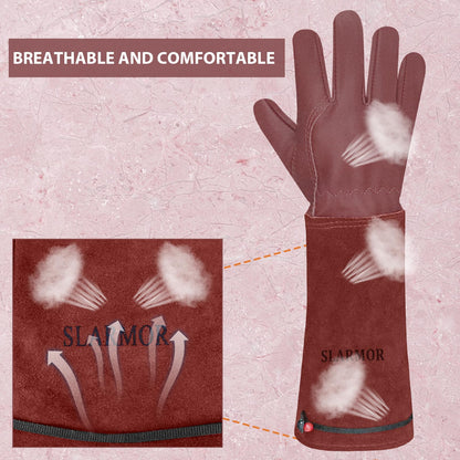 1 Pair Long Gardening-Gloves Women/Men-Thorn proof Rose Pruning Heavy Duty Gauntlet