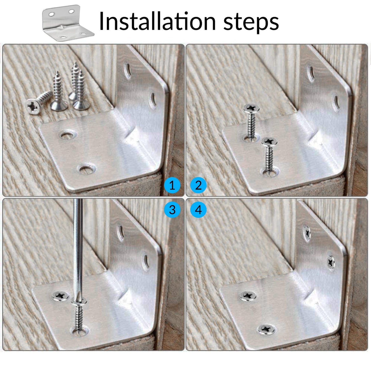 CZAYEFNH 30PCS Corner Brackets for Wood, Right Angle Bracket with Screws L Shaped Stainless Steel Corner Brackets 90 Degree Brackets Metal for Furniture Shelf Fence Fixing