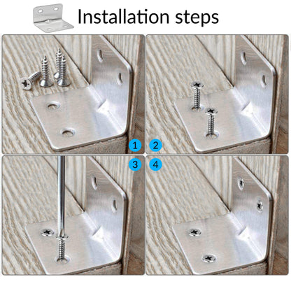 CZAYEFNH 30PCS Corner Brackets for Wood, Right Angle Bracket with Screws L Shaped Stainless Steel Corner Brackets 90 Degree Brackets Metal for Furniture Shelf Fence Fixing