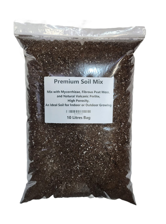 Potting Soil- Premium Soil Mix with Mycorrhizae, Fibrous Peat Moss and with Natural Volcanic Perlite, High Porosity, an Ideal Soil for Indoor or Outdoor Growing (10 litres Bag) (10 Liter)