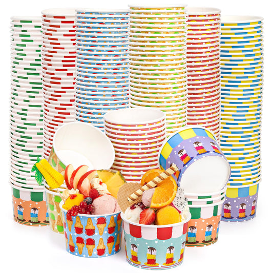 Cididu 240 Pack Paper Ice Cream Cups, 8 Oz Disposable Dessert Snack Bowls, Parties Suppliers Treat Cups for Hot and Cold Food, Soup, Fruits, Frozen Yogurt