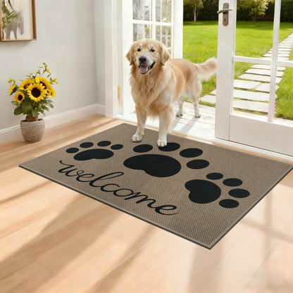 Capslpad Easy Jute Indoor Door Mat 24"x36",Absorbent Dirt Trapper Welcome Mat, Front Door Mat Indoor Outdoor for Dog Paws,Non-Slip Low-Profile Entrance Rug,Durable Entryway Floor Mats, Black