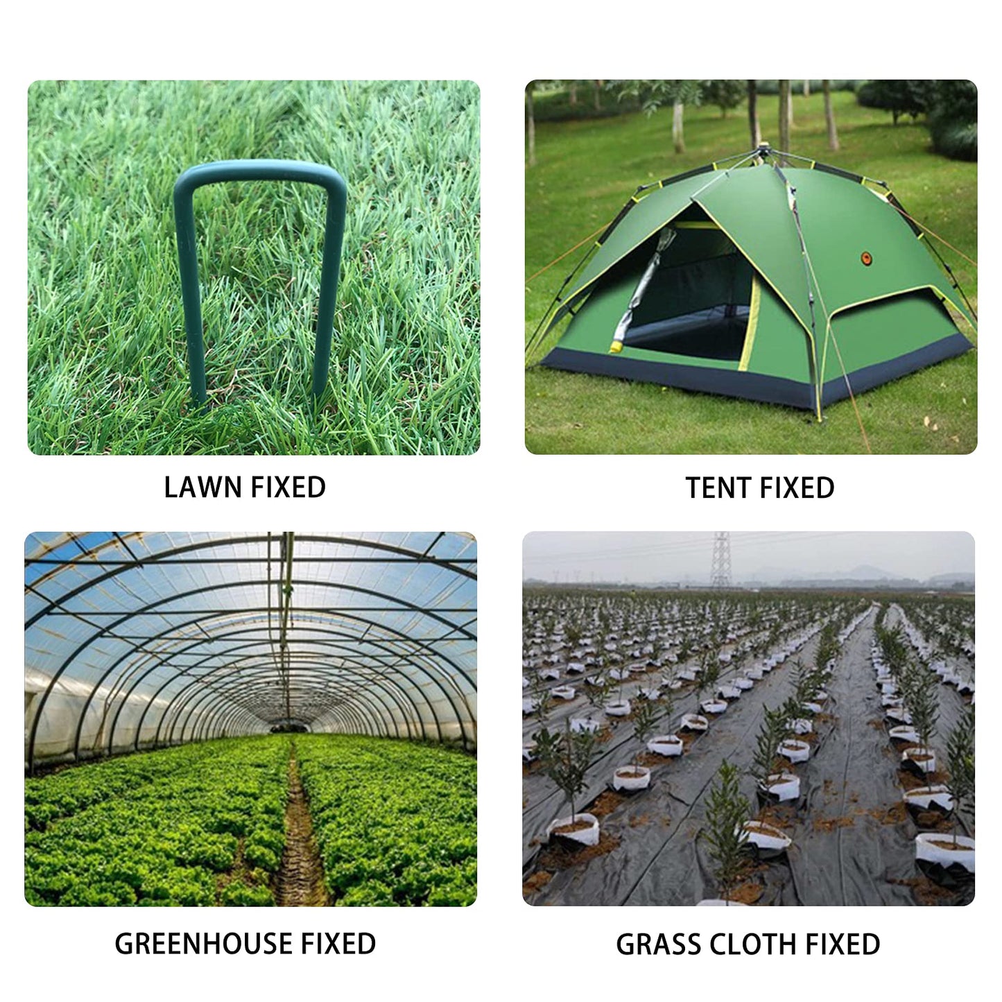 Garden Stakes, 50 Pack Heavy Duty Garden Pegs Pins Ground Stakes Staples Spikes U Shaped Securing Nail Pin for Weed Control Membrane, Lawn Farm Sod, Fabric Netting, Artificial Landscape Grass