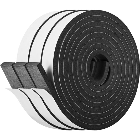 Self Adhesive Foam Tape Weatherstrip 1In x 1/2In x 20Ft High Density Foam Insulation Strips Foam Seal Weather Stripping with Strong Adhesive for Door and Window Sound Isolation Soundproofing