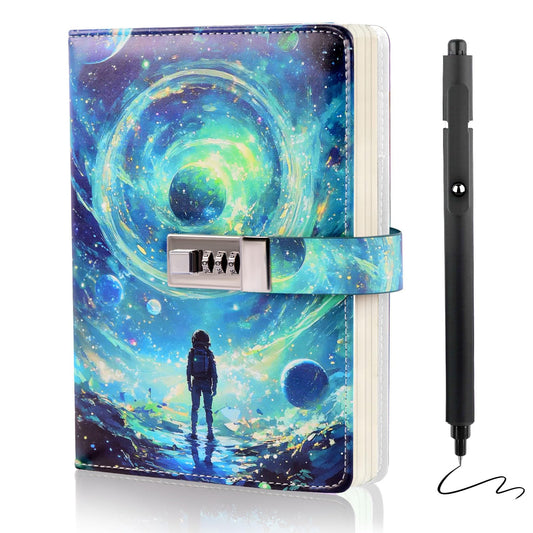 Diary with Lock for Boys Ages 8-12, A5 Journal with Lock 192 Pages-Adventure Travel Kids Journals for Teen Boys, Secret Diary with Pen, Notebook for 10 11 12 13 14 15 Teenage Kids Men