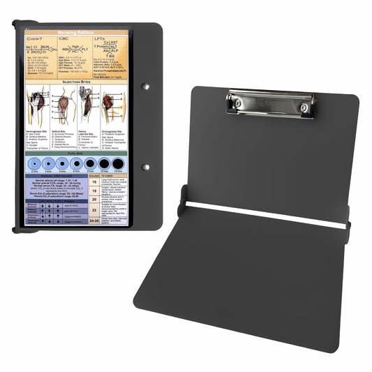 Foldable Clipboard Nursing Clipboard Lightweight Aluminum Construction Full Size Clipboard for Business, Hospital,Office, School - Black