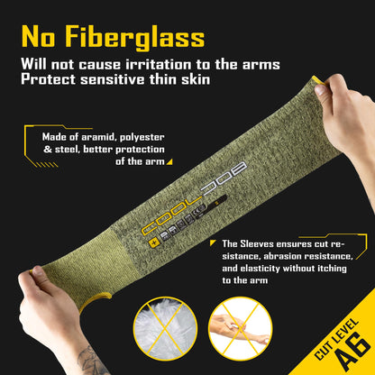 COOLJOB A6 Cut Resistant Sleeves for Gardening Pruning Fishing, 18” Arm Protection for Gardener Farmer, UPF 50+ Sun Protector Large Size