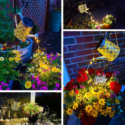 Vcdsoy Solar Watering can with Lights - Gifts for Mom Women Grandma, Solar Lights Outdoor Decorative Waterproof, Waterfall Fairy Lights Yard Decor for Table Patio Yard Pathway Walkway Party